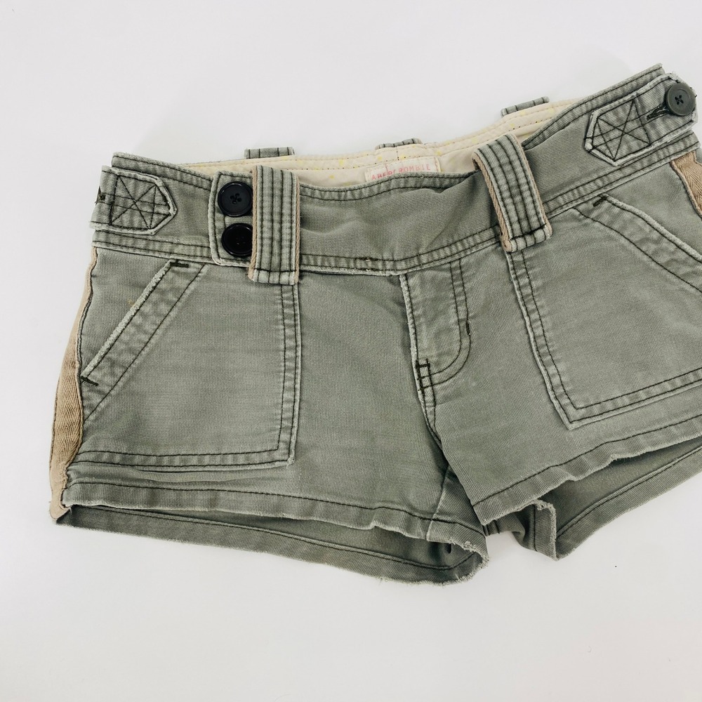 Y2K Abercrombie & Fitch Cargo Shorts Women 0 Green Low Rise Utility Mini
